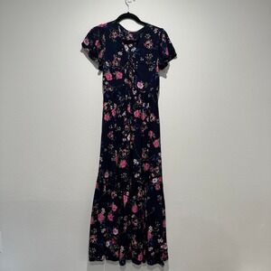 Gap Navy Blue Floral Maxi Sundress Cottagecore Romantic Fairycore Preppy Spring